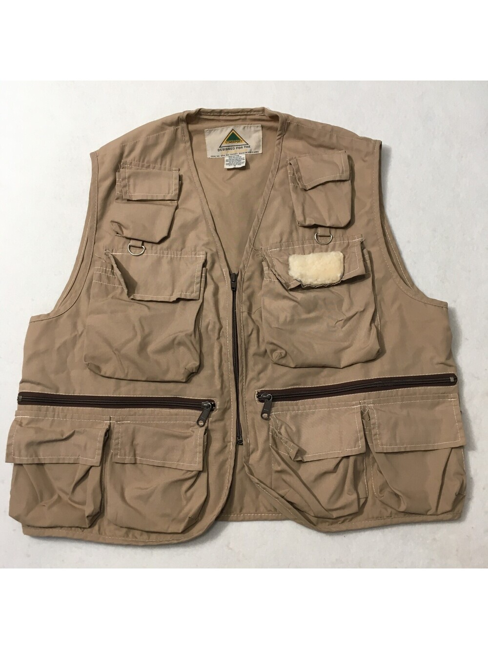 stansport vintage Vest Mens medium Beige Fishing Utility Multi Pocket Outdoor